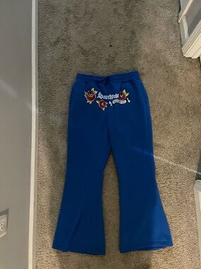 South Pole Kids Royal Blue Rose Logo Flared Sweatpants
